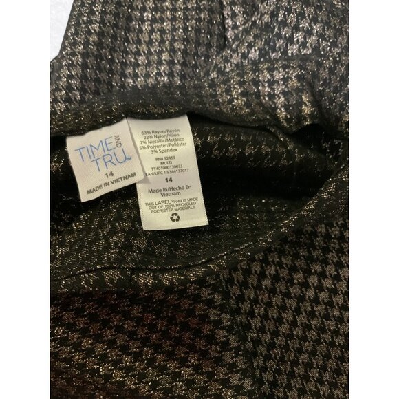 Time and Tru Women’s Size 14 Gold & Black Millennium Side Zip Skinny Pants - Picture 9 of 10